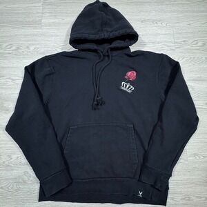 Messi Men's Hoodie Sweatshirt‎ Black Medium Crown Rose Embroidery Thumbholes